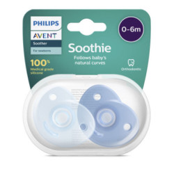 Avent 2 Chupetes Soothie 100 Silicona Hospitalar, 0-6M, Niño